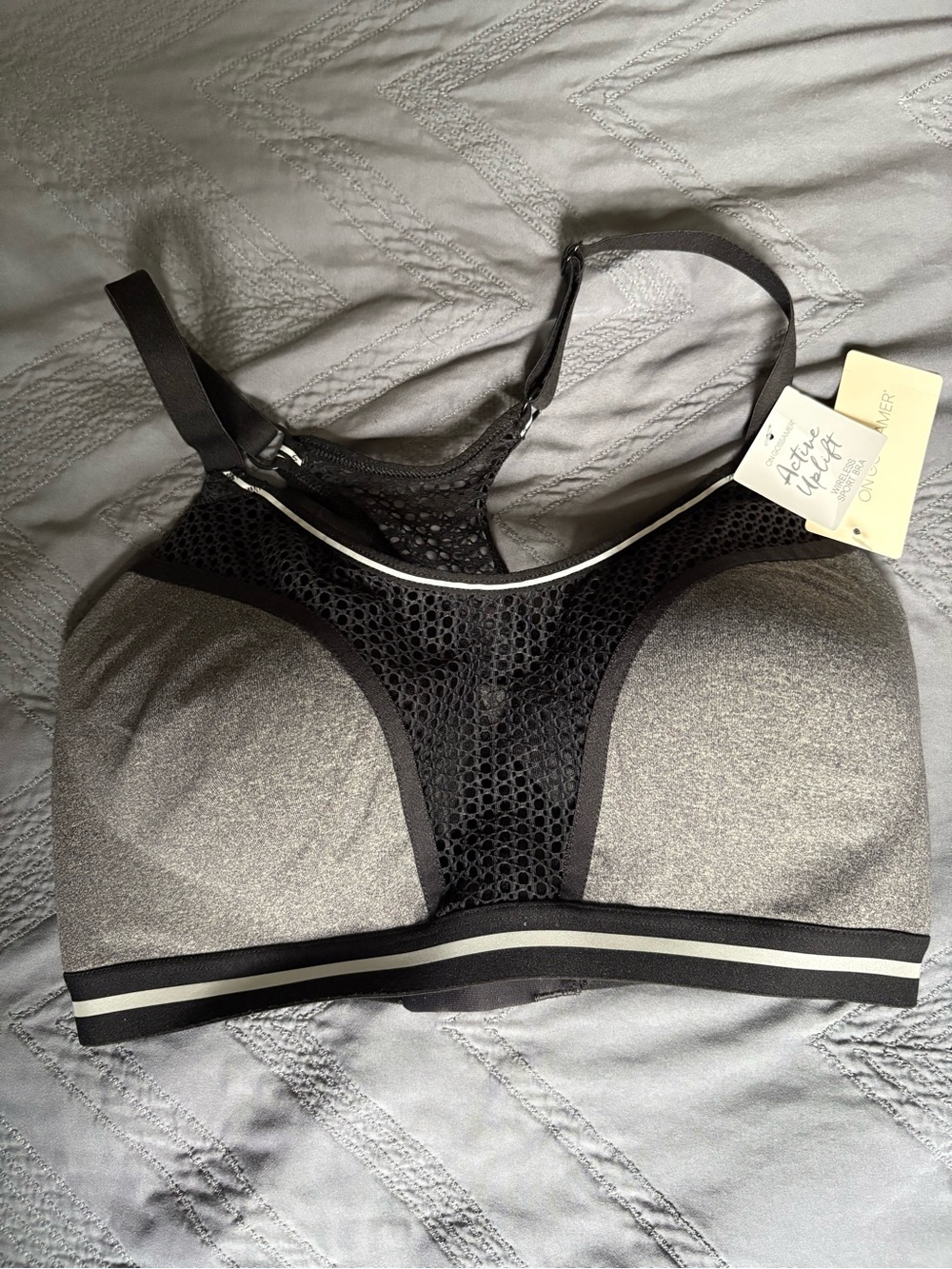 On Gossamer Gray & Black High-Impact Sports Bra